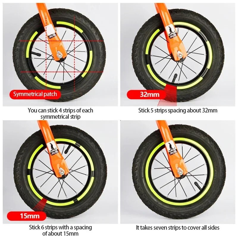 Peegeldav rehvikleebis Ohutuskleebis värviline Laste tasakaaluliikur Helkurkleebis Ratas Fluorestseeriv helkurriba Hoiatuskaunistus