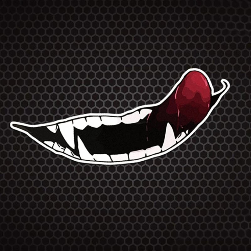 1 vnt. PET motociklo šalmo lipdukas „Evil Tooth“, „pasidaryk pats“ automobilių MTB dviratis, atsparus vandeniui, šaunus stiliaus lipdukai Dviračių dekoro įbrėžimams skirti priedai