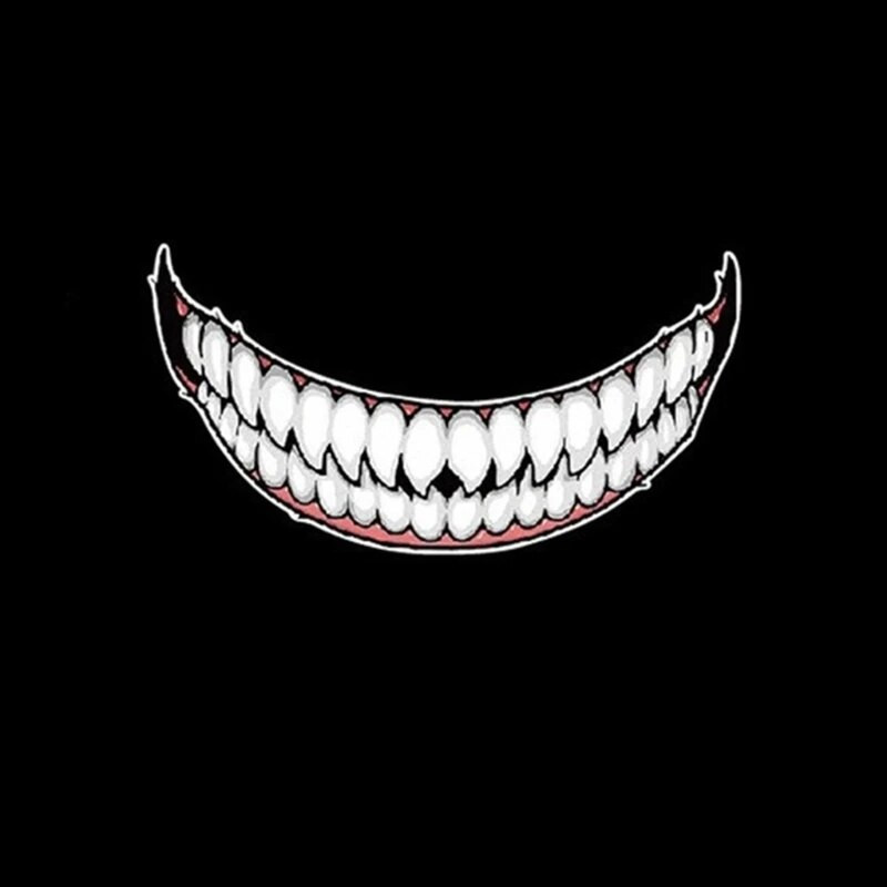 1 vnt. PET motociklo šalmo lipdukas „Evil Tooth“, „pasidaryk pats“ automobilių MTB dviratis, atsparus vandeniui, šaunus stiliaus lipdukai Dviračių dekoro įbrėžimams skirti priedai