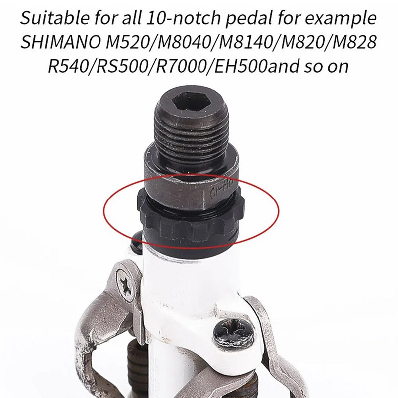 1 gab MTB velosipēda pedāļa demontāžas rīks, 10 zobu bloķēšanas skrūve ass vārpstas noņemšanai, remonta instrumenti M520/M8040/M8140/M820/M828