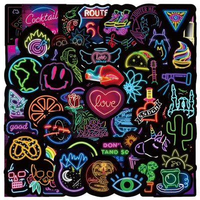 50 vnt Juokingi dizainerio dviračių lipdukai Neoniniai lipdukai dviračio rėmo lipdukai madingi dviračių kelionių priedai