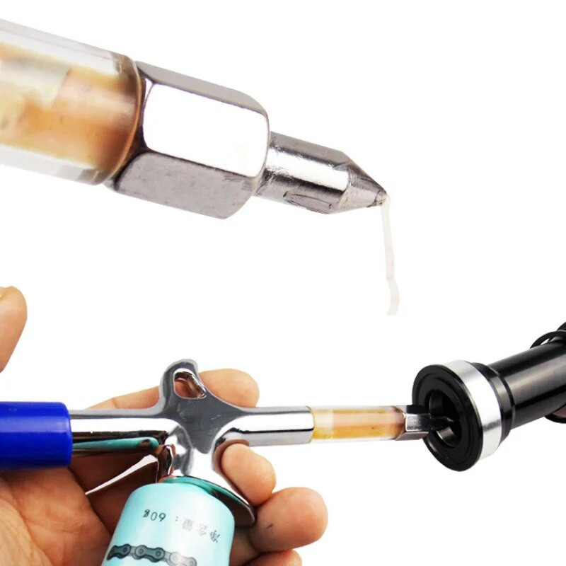 Riteņbraukšanas alumīnija sakausējuma smērvielu pistole Mini Sprausla Šļirce Velosipēda piederumi Apkopes Ķēdes Inžektors Riteņbraukšanas piederumi Eļļošana