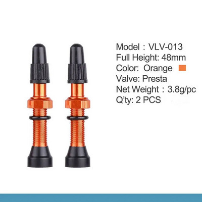 1 pāris 48 mm 60 mm Presta vārsts ceļa MTB velosipēdu bezkameru riepām Misiņa kodols sakausējuma kāta bezkameru hermētiķis, saderīgs