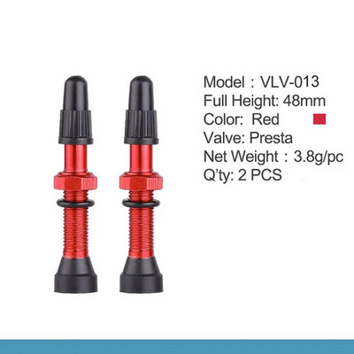 1 pāris 48 mm 60 mm Presta vārsts ceļa MTB velosipēdu bezkameru riepām Misiņa kodols sakausējuma kāta bezkameru hermētiķis, saderīgs