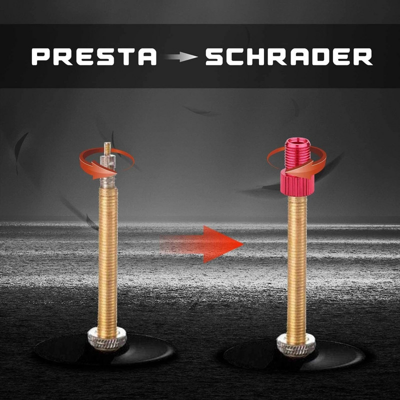 10 krāsu alumīnija velosipēda vārsta PRESTA uz SCHRADER pārveidotāja automašīnas vārsta adapteris