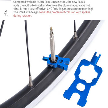 4 В 1 Преносим гаечен ключ за клапани за велосипеди Многофункционални инструменти за разглобяване на ядрото на клапана Schrader/Presta за MTB шосеен велосипед
