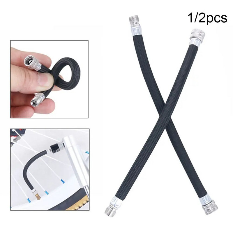 1/2PCS Σωλήνα σωλήνα επέκτασης αντλίας ποδηλάτου Κορδόνι σωλήνα φορητό ποδήλατο άντλησης ανταλλακτικά για μεγαλύτερη χρήση 150Psi Schrader A/V Βαλβίδα Μαύρο