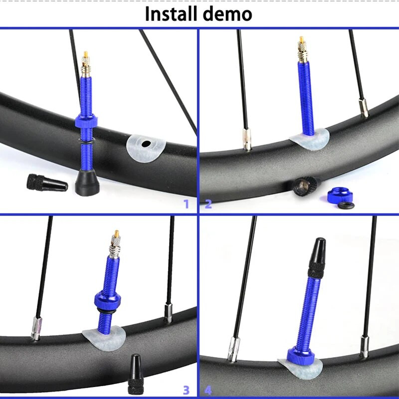 Velosipēda Presta bezcauruļu vārsta kāta komplekts alumīnija sakausējuma Presta vārsta kāta vāciņi 2 pāri un vārsta serdes noņemšanas rīks 35mm/44mm/60mm