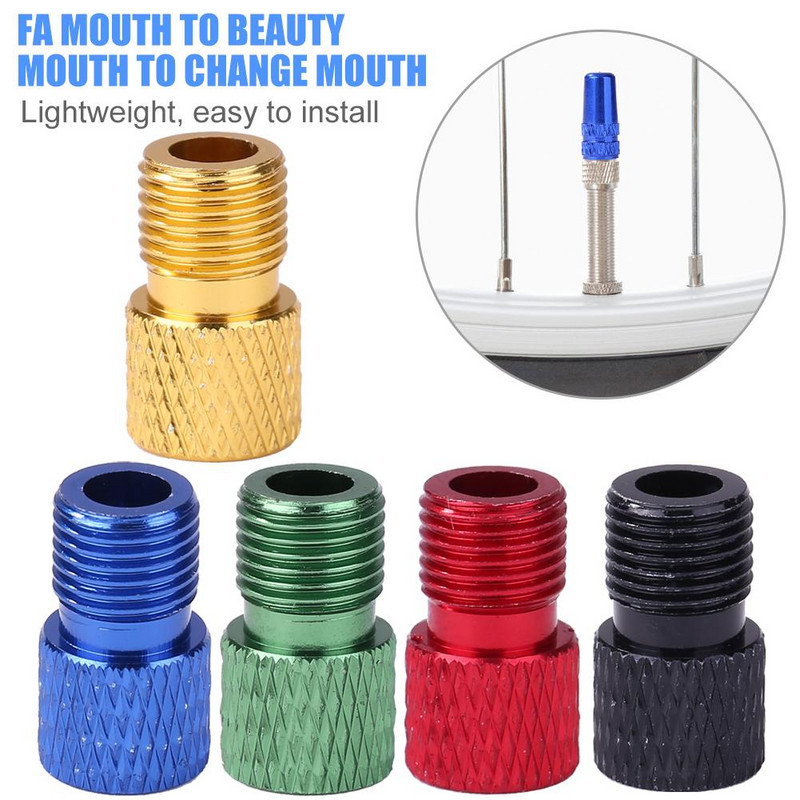 Karštas išpardavimas Schrader vožtuvo adapteris, dilimui atsparus MTB dviračio vožtuvo keitiklis Fiksuotos pavaros dviračio Presta į Schrader vožtuvo adapteris