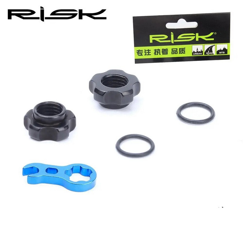 1 komplekts RISK kalnu velosipēda Presta vārsta uzgrieznis ar uzstādīšanas uzgriežņu atslēgu MTB šosejas velosipēda bezkameru riepas vārsta vāciņš Vakuuma riepas sprauslas bloķētājs