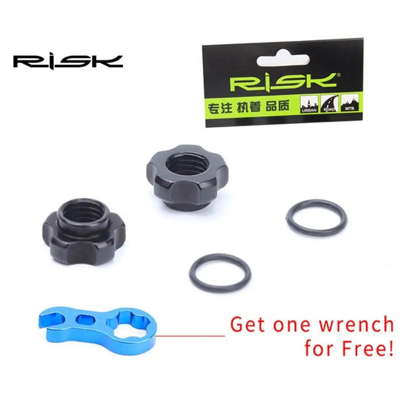 1 komplekts RISK kalnu velosipēda Presta vārsta uzgrieznis ar uzstādīšanas uzgriežņu atslēgu MTB šosejas velosipēda bezkameru riepas vārsta vāciņš Vakuuma riepas sprauslas bloķētājs