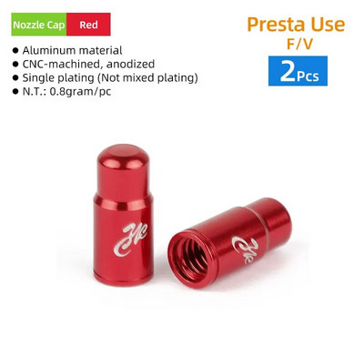MTB šosejas velosipēdu riepas vārsta kāta vāciņš Presta/FV CNC apstrādātiem sakausējuma anodēta nipeļa pārsega velosipēdu piederumiem