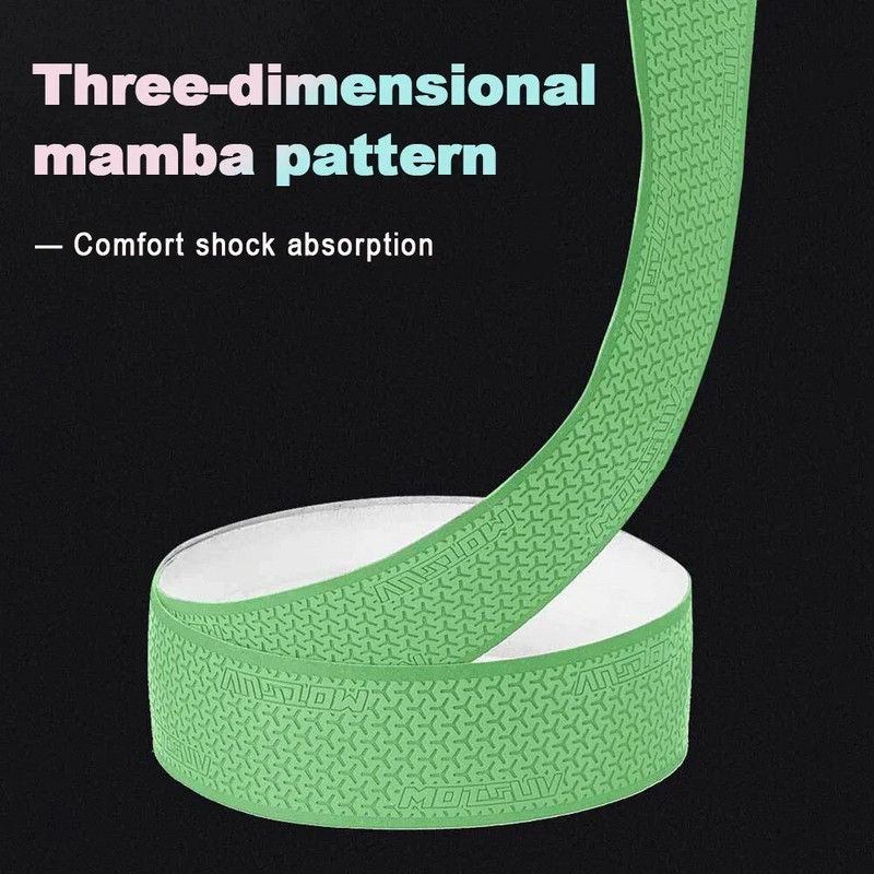 EVA dviračių amortizacinės apvyniojimo juostelės, neslystančios, sugeriančios amortizaciją, itin lengvas 3D raštas su 2 vnt strypo galo kaiščiais ir lipniomis juostelėmis