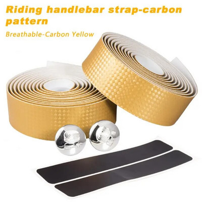1GB šosejas velosipēda roktura stienis ar stieņa spraudni Pretslīdēšanas riteņbraukšanas amortizācijas rokturi Aptinumi Gumijas putu elpojošas lentes Dzeltenas