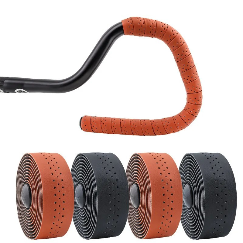 Ceļu velosipēdu stūres ādas siksnas Izliektas stūres Dead Fly Horn Crook stūres doba elpojoša stūres lente