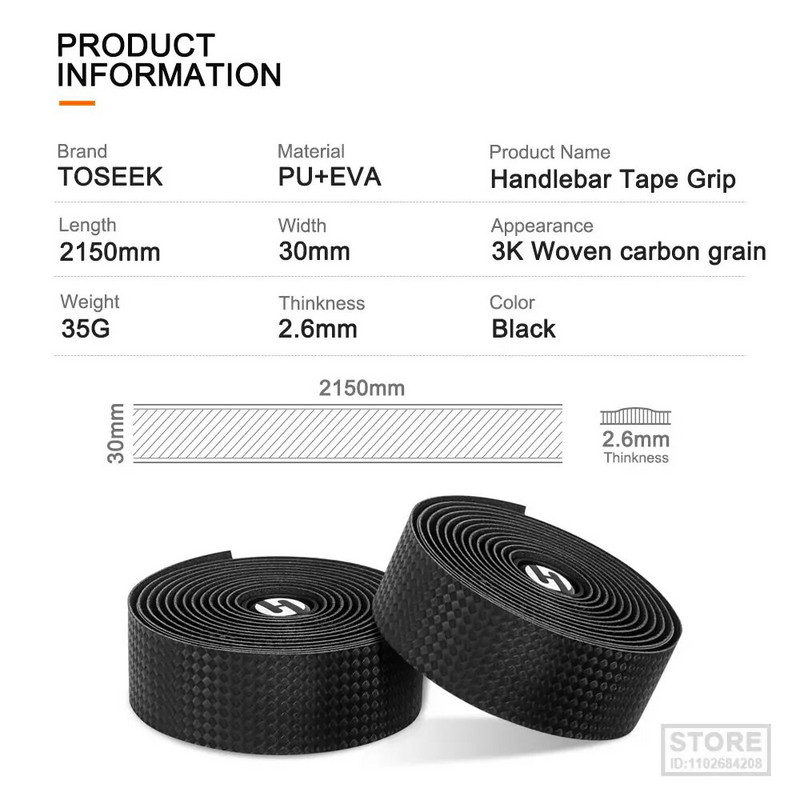 TOSEEK Road Bike Tape Tapes τιμόνι ποδηλάτου 3K Carbon Woave PU Δερμάτινα αξεσουάρ