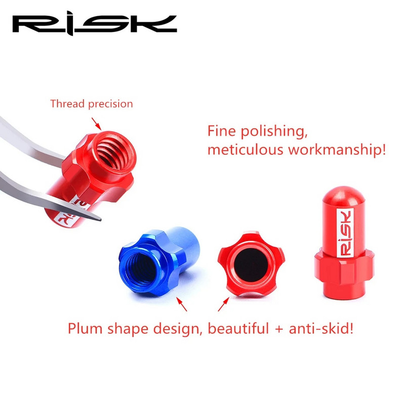 RISC 2 buc. Capace de roată de roată de bicicletă MTB/de drum, din aluminiu, pentru roată de bicicletă de munte, supapă de anvelopă, tijă de anvelopă, capace de supapă de aer, capac etanș pentru mașină
