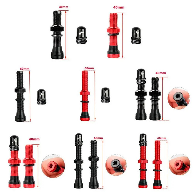 1/2gab. Jauni 40/60 mm bezkameru diski MTB šosejas velosipēda Schrader A/V vārsti Amerikas vārstu riepa Presta vārsta anodēts nipelis