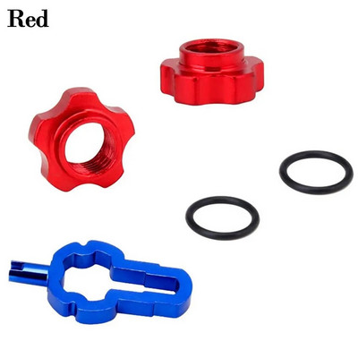 1 komplekts kalnu velosipēda Presta vārsta uzgrieznis ar uzstādīšanas uzgriežņu atslēgu MTB šosejas velosipēda bezkameru riepas vārsta vāciņš Vakuuma riepas sprauslas bloķētājs