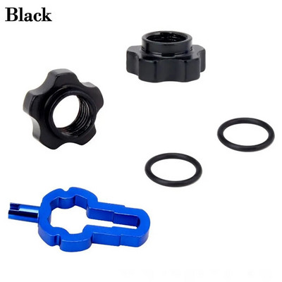 1 komplekts kalnu velosipēda Presta vārsta uzgrieznis ar uzstādīšanas uzgriežņu atslēgu MTB šosejas velosipēda bezkameru riepas vārsta vāciņš Vakuuma riepas sprauslas bloķētājs