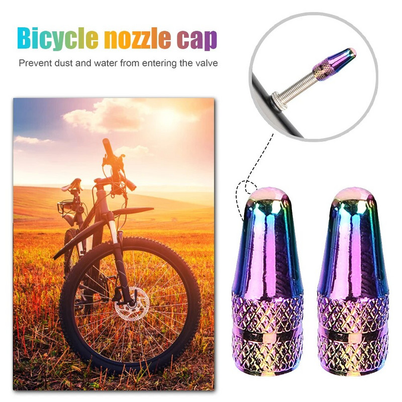 2/4 τεμ. Καπάκια βαλβίδας ποδηλάτου Presta Μικρά κράμα αλουμινίου γαλλικού στυλ Φορητά ανθεκτικά καπάκια βαλβίδων Presta για ποδήλατα Ποδήλατο MTB