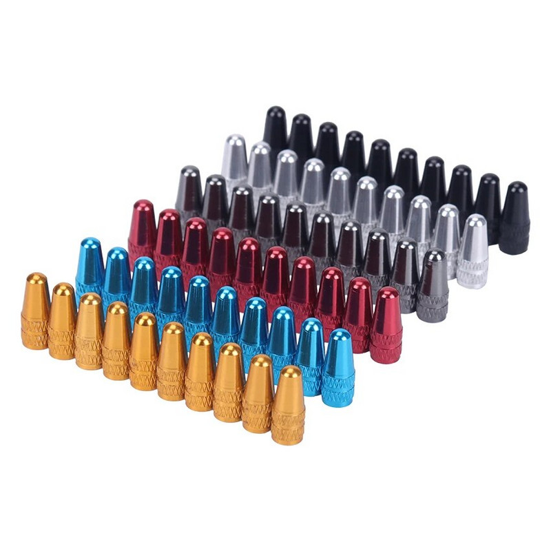 10 buc./lot din aliaj de aluminiu, șosea, curse, bicicletă, tub, anvelopă pentru bicicletă, roată, capac de supapă franceză, capace de supapă, 6 culori