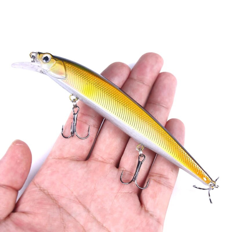 Makšķerēšanas mānekļi Makšķerēšanai cietā ēsma Crankbaits Isca mākslīgā Pesca jūras voblera peldēšanas ēsma Big Laser Minnow 14cm/18g