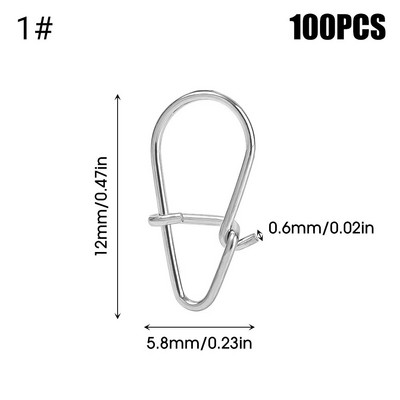 MiNIi nerūsējošā tērauda makšķerēšanas āķis, 100 gb. ar āķi, Fastlock klipu piederumi, piederumi stobra grozāmajam mānekļa āķim