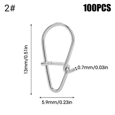 MiNIi nerūsējošā tērauda makšķerēšanas āķis, 100 gb. ar āķi, Fastlock klipu piederumi, piederumi stobra grozāmajam mānekļa āķim