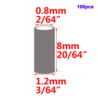 100gab Apaļa nerūsējošā tērauda makšķerēšanas caurules makšķerēšanas stieple cauruļu gofrēšanas uzmavas savienotājs makšķerēšanas auklas piederumu rīks