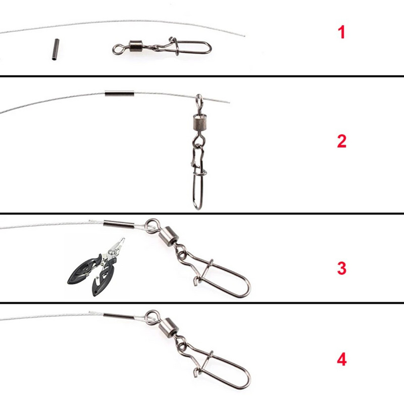 100gab Apaļa nerūsējošā tērauda makšķerēšanas caurules makšķerēšanas stieple cauruļu gofrēšanas uzmavas savienotājs makšķerēšanas auklas piederumu rīks