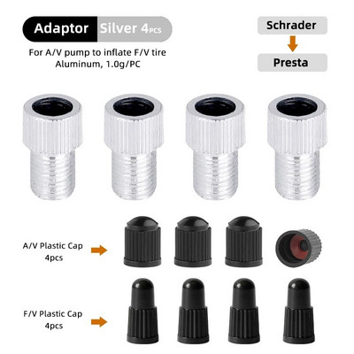 4/10 TK F/VD/V to A/V klapiadapter alumiiniumsulamist Presta otsiku muundur Jalgratta Schraderi peapumba tarvikud