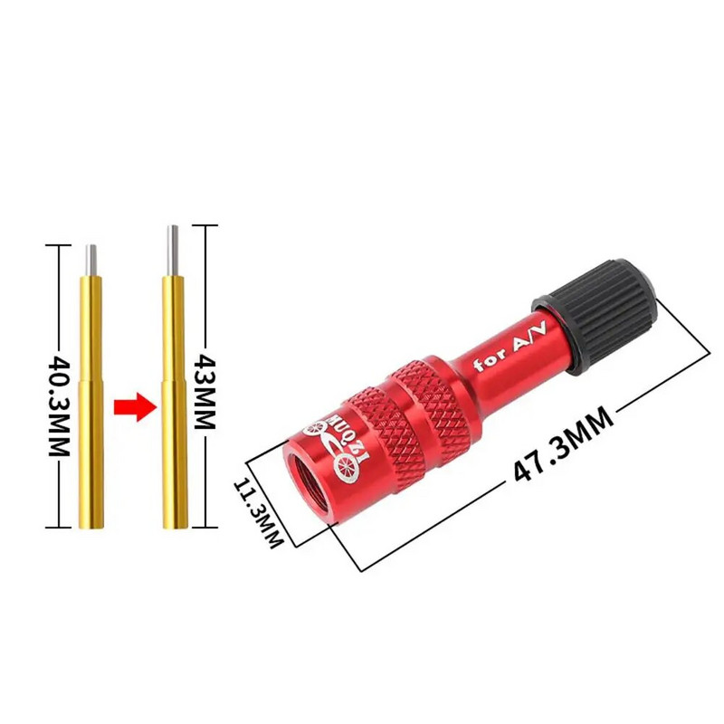 Alumīnija sakausējuma gaisa dakšu piepūšamā vārsta adapteris Av pagarinājuma pārveidošanas sprausla Ceļa velosipēda dakšas piederums