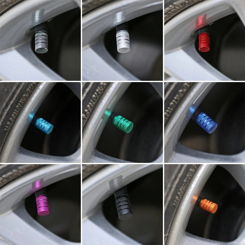 4PC universāls putekļu necaurlaidīgs alumīnija sakausējuma velosipēda vāciņš ar riteņu riepu, pārklāts ar automašīnu kravas automašīnas kameru riepu velosipēdu piederumi, 10 krāsas