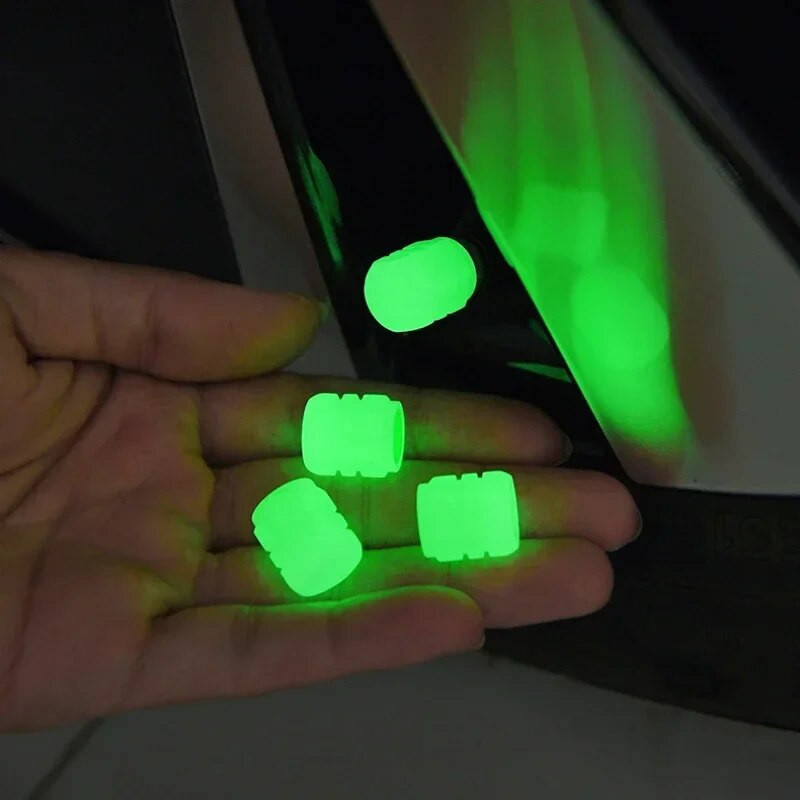 4vnt šviečiančių vožtuvų dangtelių liuminescencinių naktinių švytinčių automobilių motociklų dviračių ratų padangų stebulės šviečiančių vožtuvų koto dangtelių dekorai