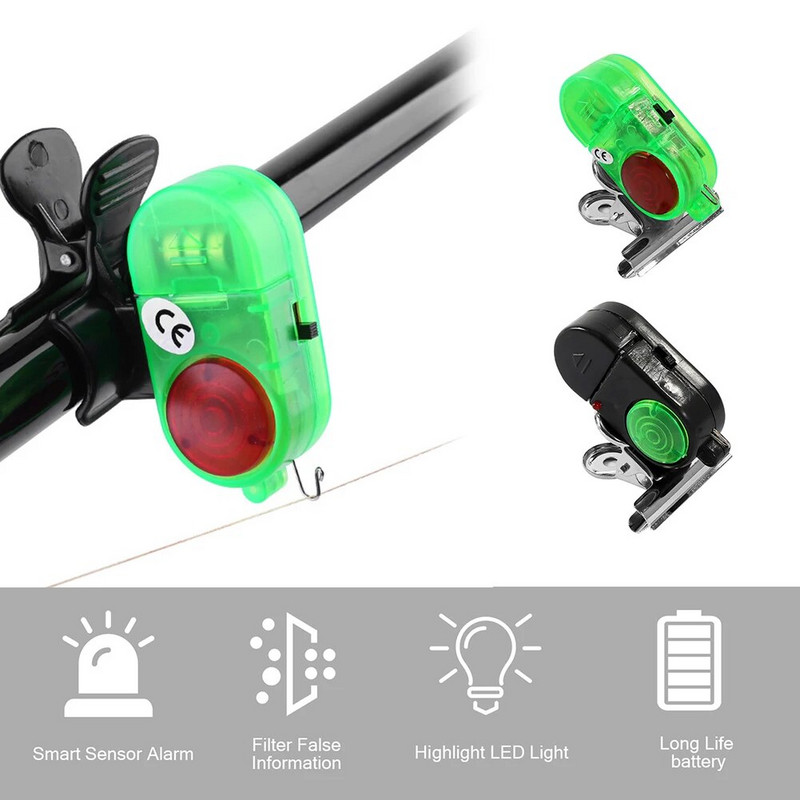 1 tk kalahammustuse häire Väga tundlik kalapüügihäire helikella LED valgusindikaator, klambriga õngekangi sumisti kalapüügi tarvikud