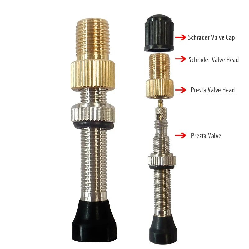4 tk messingist jalgratta ventiili muundur Presta-Schraderi klapiadapteri kork tolmukate pumba ühendus rehvi toru õhuotsik