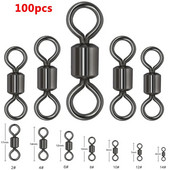 100 tk/partii kalapüügipöörlejad Kuullaagriga pöördklapp koos turvaklambriga, tugevate rõngastega, veerev pöörlev karpkalapüügi tarvikute jaoks