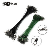 ORJD 10/20/30 vnt nuo įkandimo plieninis žvejybos valas plieninė viela titano vedlys su dvigubu užraktu besisukantis pavadėlis 15-30 cm žvejybos reikmenys