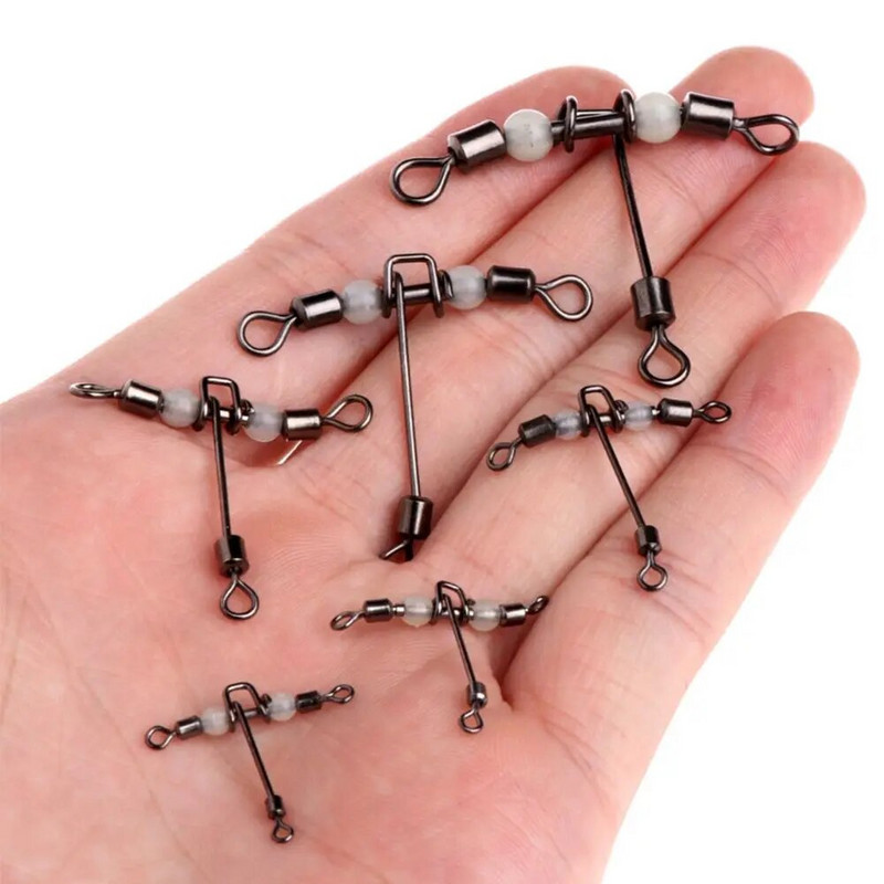 5 tk Hot Wivels Bearing Splitter Trident T-kujulised kalapüügipöördrattad veerev pöördpärliga helendav 3-suunaline pistik