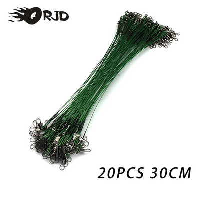 ORJD Anti Bite Steel πετονιά ψαρέματος 10/20/30pcs Steel Wire Titanium Leader Διπλή κλειδαριά περιστρεφόμενος πυρήνας λουρί 15-30cm Αξεσουάρ ψαρέματος