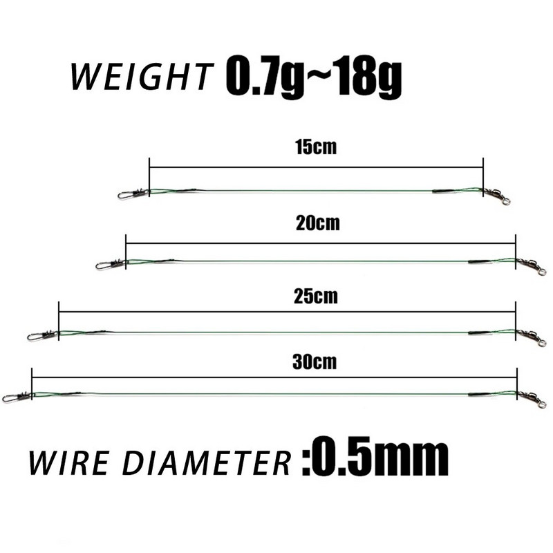 ORJD Anti Bite Steel πετονιά ψαρέματος 10/20/30pcs Steel Wire Titanium Leader Διπλή κλειδαριά περιστρεφόμενος πυρήνας λουρί 15-30cm Αξεσουάρ ψαρέματος