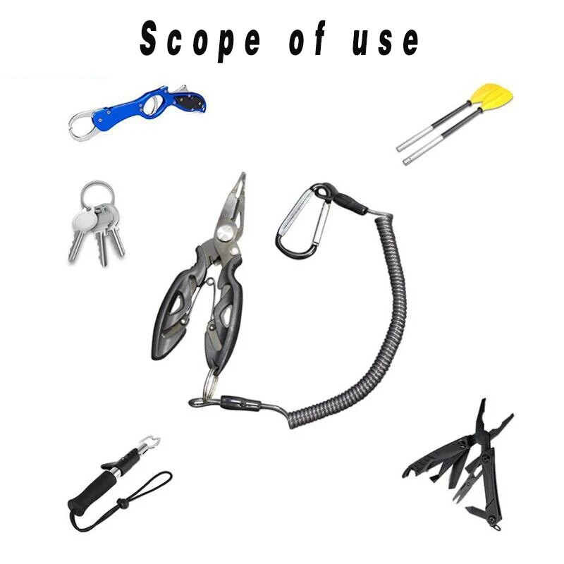 Carabiner Anti-Lost Rope Sub-Plier Control Fish Hang Buckle Rope 6 Color Strong Pull Lanyard