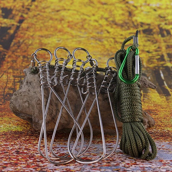 5 метра въже за риболов Кукан Аксесоари за риболов на шаран от неръждаема стомана Катарама за заключване на речна риба Спортни риболовни принадлежности на открито