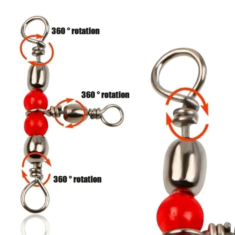 10/20 gab. Makšķerēšanas velmēšanas misiņa mucas Trīskārši grozāmie gultņa savienotājs Ciets gredzens makšķerēšanas savienotājs Makšķerēšanas piederumu piederums