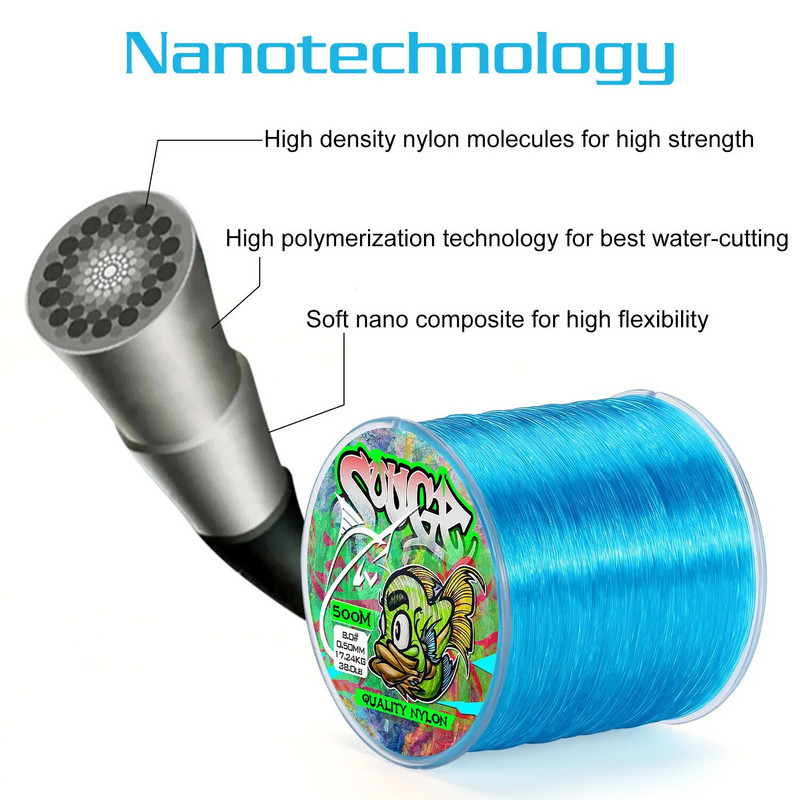 Sougayilang 500 m nailonist õngenöör Jaapani ülitugev monofilament põhiõngenöör mere-/mageveepüügiks