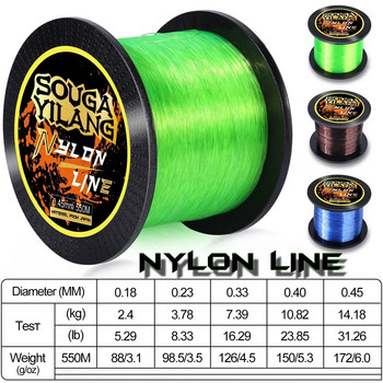 Sougayilang 550M 0,18-0,45mm 5-31LB Nylon Fishing Line Super Strong Durable Monofilament Fishing Line Thread Carp Fishing Tacking