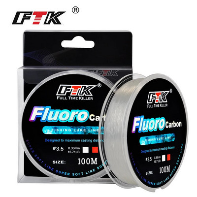 FTK 100m Fluorocarbon Fishing Line 4.13-34.32LB Super Soft Carbon Fiber Leader Line Carp Fishing Accessories