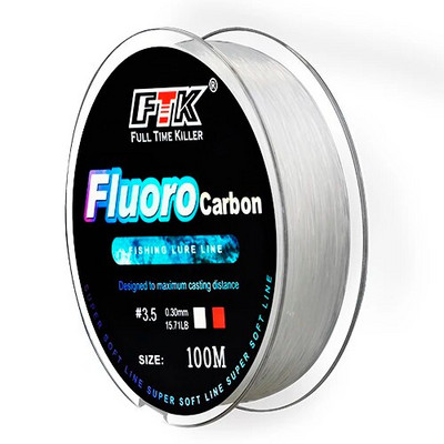 FTK 100m Fluorocarbon Fishing Line 4.13-34.32LB Super Soft Carbon Fiber Leader Line Carp Fishing Accessories