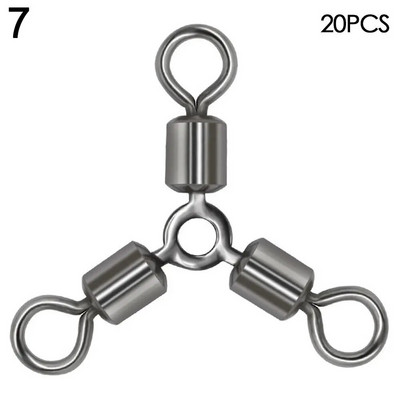 20 vnt/parta Karštas 3 krypčių patvarūs nerūdijančio plieno žvejybos reikmenys, sukamieji suktukai Jungtis su tvirtais žiedais